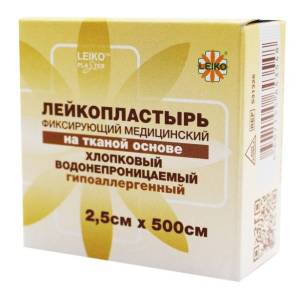 Лейкопластырь Leiko фиксирующий на водонепроницаемой основе 2,5х500см